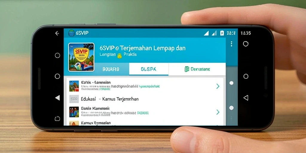 Antarmuka aplikasi 6SVIP dengan fitur Kamus Terjemahan yang intuitif.