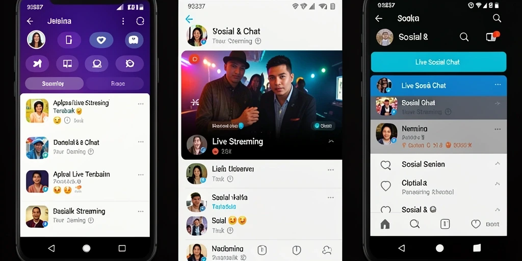 Antarmuka aplikasi Live Streaming 93337 yang interaktif dan menarik.