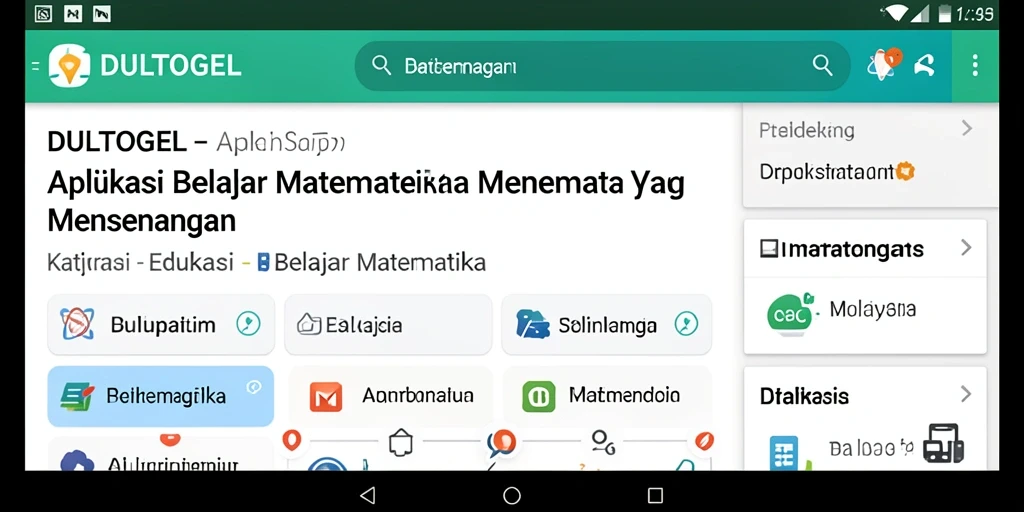 Tampilan antarmuka DULTOGEL untuk belajar matematika yang interaktif.