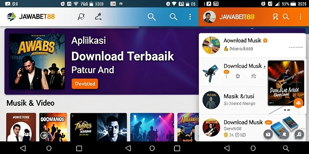 Antarmuka aplikasi JAWABET88 untuk Download Musik yang menarik dan mudah digunakan.