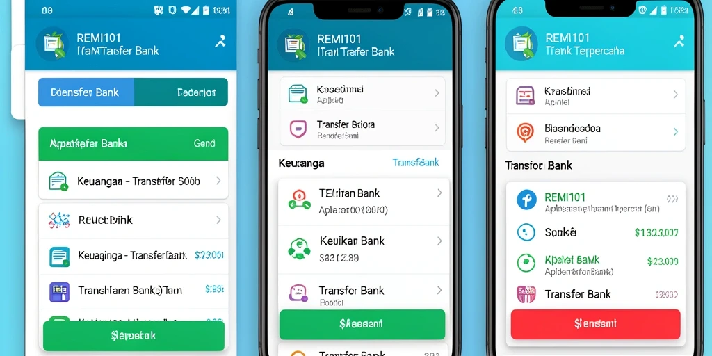 Tampilan antarmuka REMI101 untuk transaksi Transfer Bank.