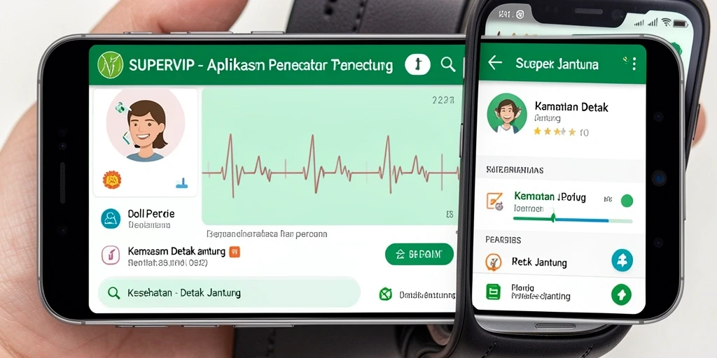 Antarmuka SUPERVIP menampilkan data detak jantung dengan jelas dan menarik.