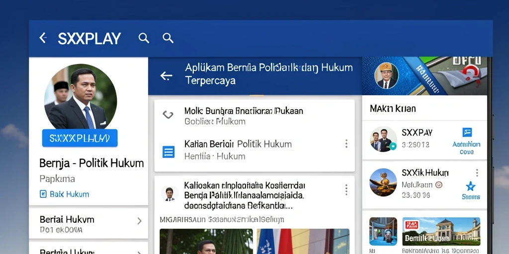 Antarmuka utama SXXPLAY dengan berita politik dan hukum terkini.