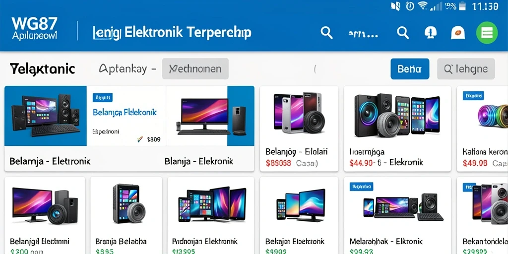 Tampilan antarmuka utama WG87 yang memudahkan navigasi belanja elektronik.